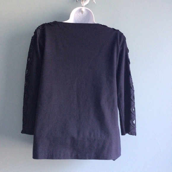 Navy Blue Talbots eyelet top XS - Picture 5 of 6